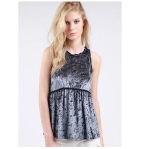 Live Sale: Green Crushed Velvet POL Baby Doll Tank